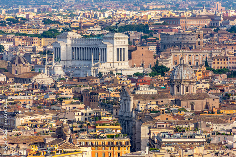 Rome cityscape seen from top of St. Peter's basilica, Vatican