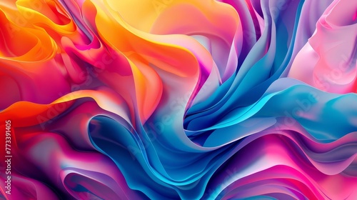 Colorful abstract organic shapes and fluid forms in vibrant gradient hues  modern background design