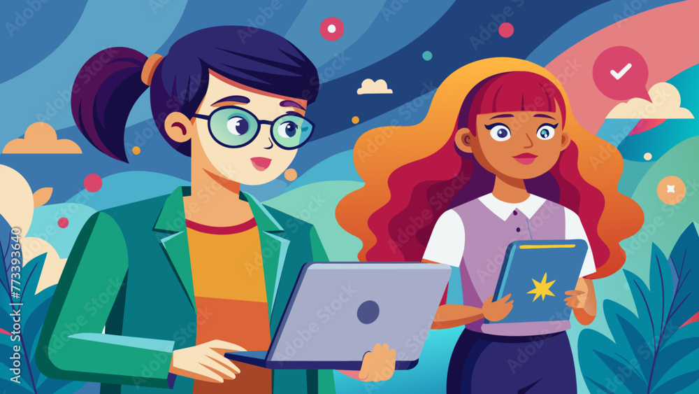 girl-with-laptop-in-the-hand-in-comic-style--woman girl-with-laptop-in-the-hand-in-comic-style--woman