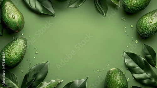 Avocado green background with copy space photo