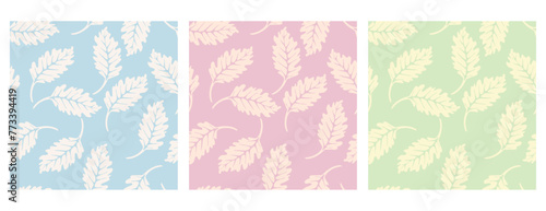 Set of 3 Seamless botanical pattern for fabrics. For use in graphics. © Wioletta