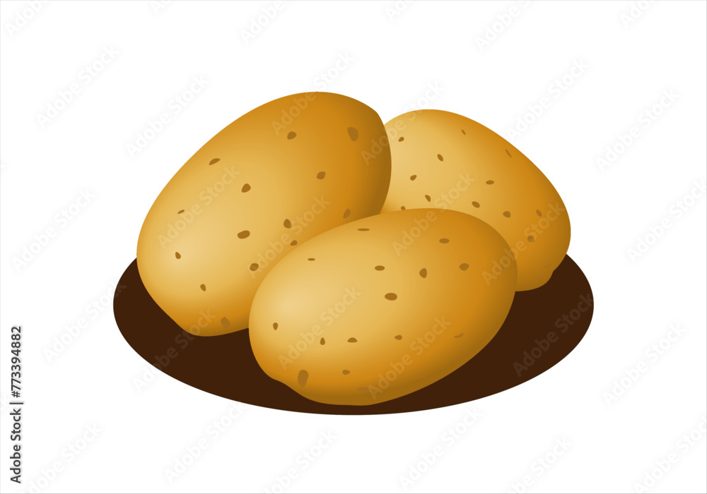 Plato con 3 patatas o tuberculos. Hidratos de carbono. Dieta vegana o vegetariana