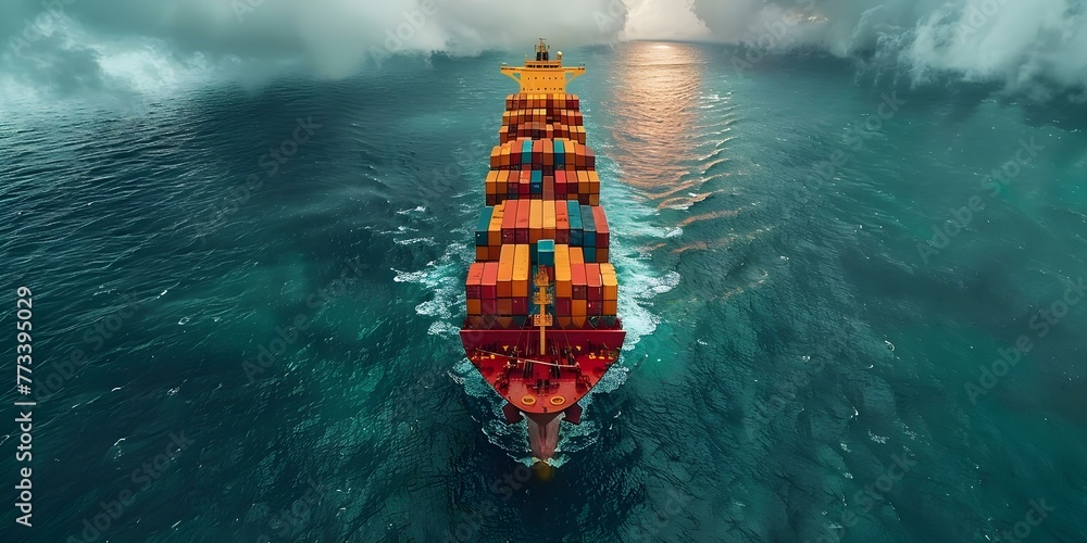 Global business logistics with cargo trucking maritime shipping and online goods orders worldwide. Concept Global Business Logistics, Cargo Trucking, Maritime Shipping, Online Goods Orders, Worldwide - obrazy, fototapety, plakaty 