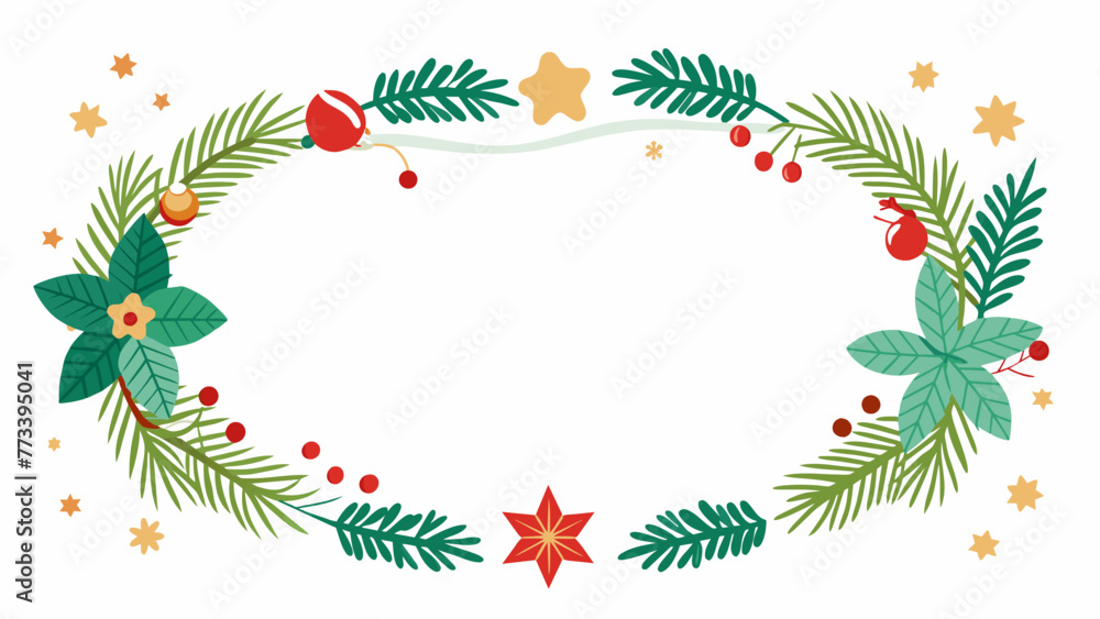 Captivating Christmas Frame Vector Illustration with Fir Branches and Space