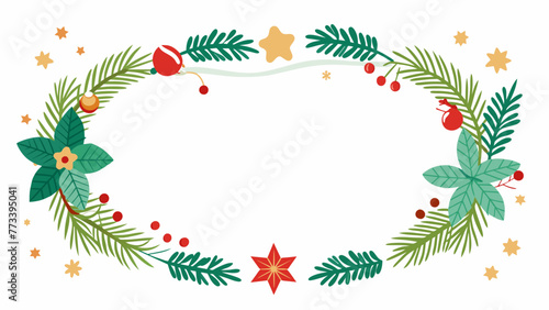 Fototapeta Naklejka Na Ścianę i Meble -  Captivating Christmas Frame Vector Illustration with Fir Branches and Space