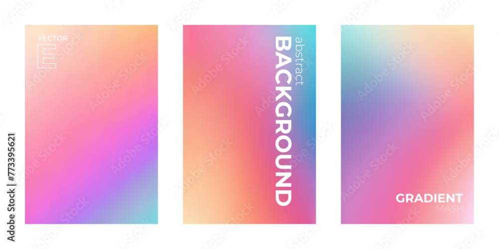 Pastel Colors Abstract Gradient Background Set