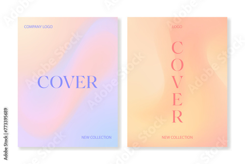 Set of 2 universal cover templates with wavy gradient backgrounds of pastel colors. For brochures, booklets, banners, posters, business cards, social media and other projects. Just add your text.