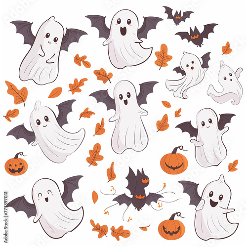 halloween set with ghosts