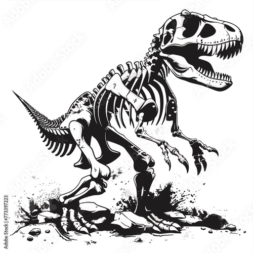 Tyrannosaurus rex skeleton. Vector illustration isolated on white background © viklyaha
