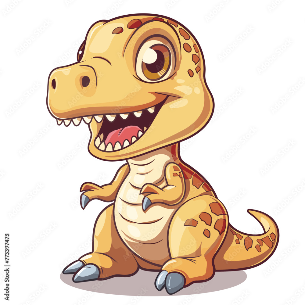 Fototapeta premium Cute cartoon tyrannosaurus rex isolated on white background vector illustration