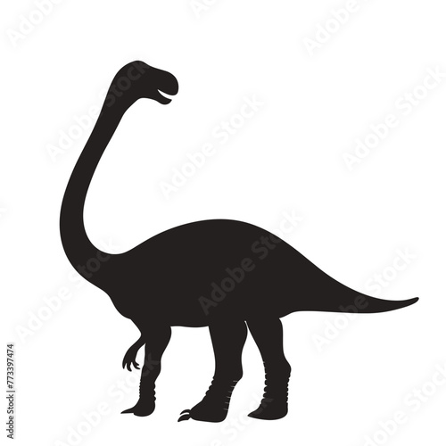 silhouette of a dinosaur on a white background  vector illustration.