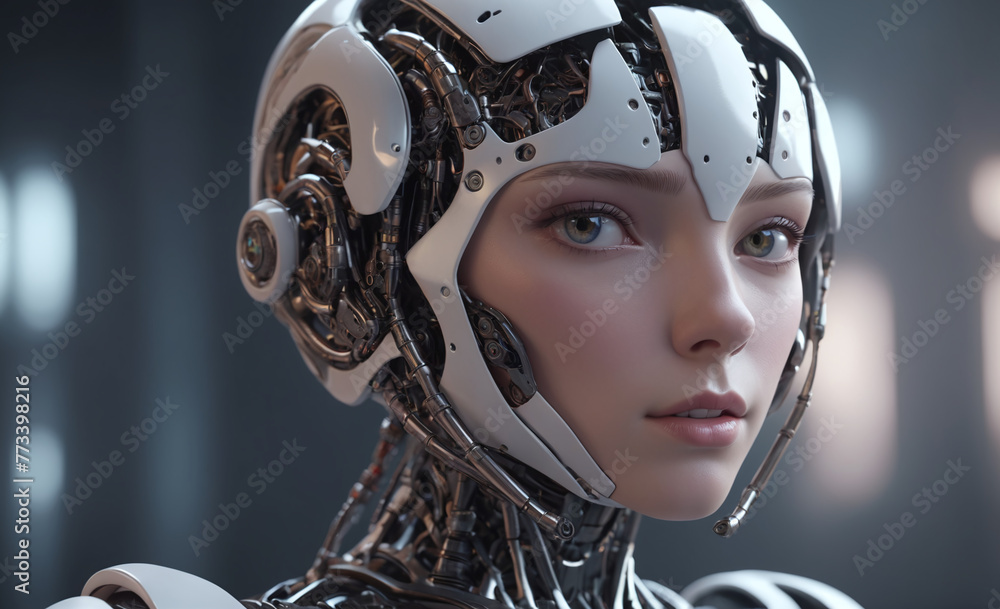machine, futuristic, cyborg, robotic, ai, future, female, artificial intelligence, digital, robot, metallic, girl, humanoid, 3d rendering, bionic, automation, science fiction, scifi, cyber, cybernetic
