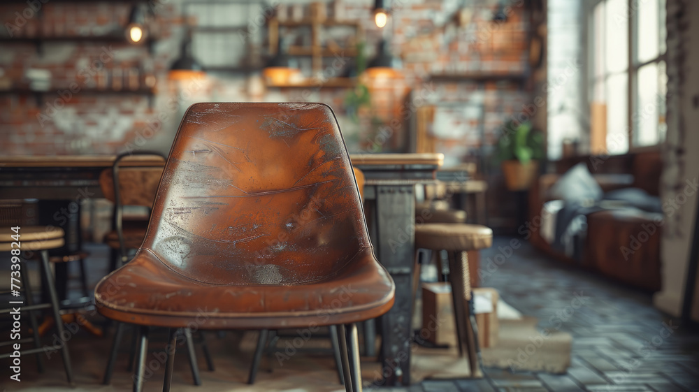 Empty vintage chair in cafe interior