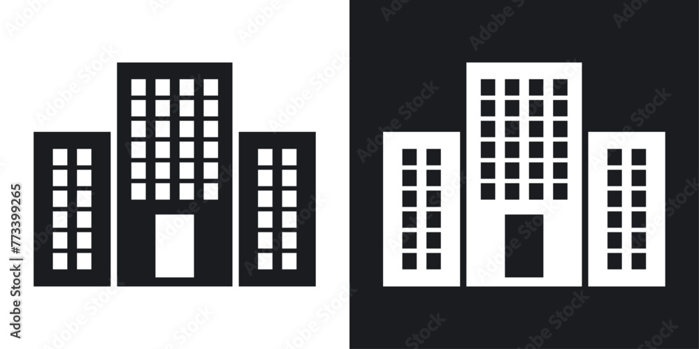 Corporate Building and Real Estate Icons. Office Infrastructure and Architectural Symbols.