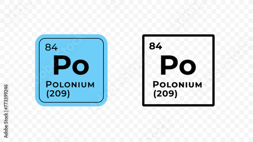 Polonium, chemical element of the periodic table vector design