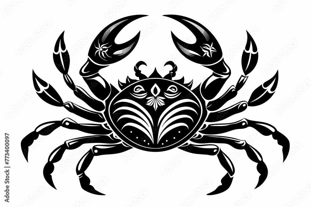 realistic tribal tattoo crab silhouette black vector illustration Stock ...