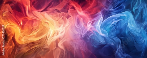 Vibrant abstract waves in blue and orange hues. Digital art concept for creative backdrop photo