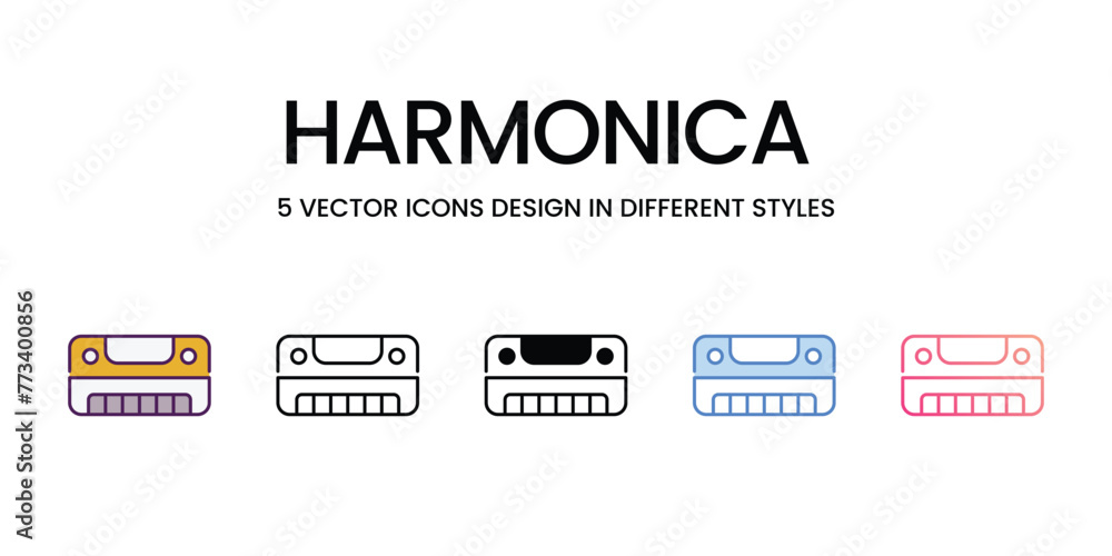 Harmonica  icons different style vector stock illustration