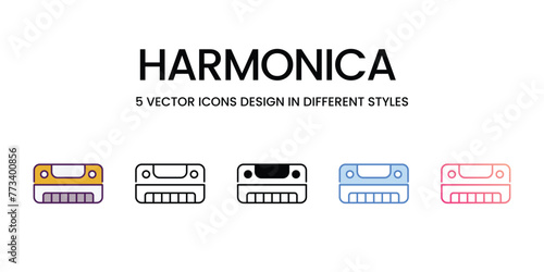 Harmonica  icons different style vector stock illustration