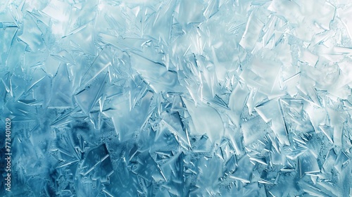 Frosty ice texture background with jagged edges and cool blue tones, abstract winter backdrop, high-resolution photo