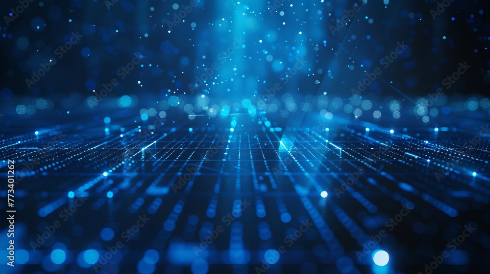 Futuristic blue abstract background with glowing grid lines and floating particles, digital technology concept, 3D rendering Futuristic blue abstract background with glowing grid lines and floating particles, digital technology concept, 3D rendering
