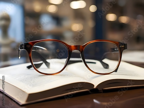 glasses on book