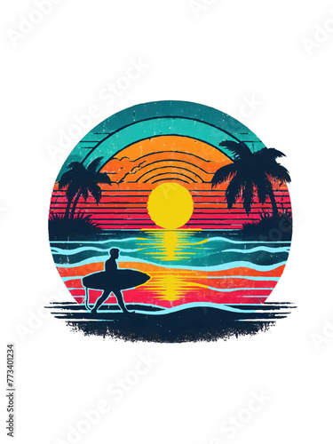 Catch the wave Summer Vibes Summer beach t shirt design vector graphic (ID: 773401234)