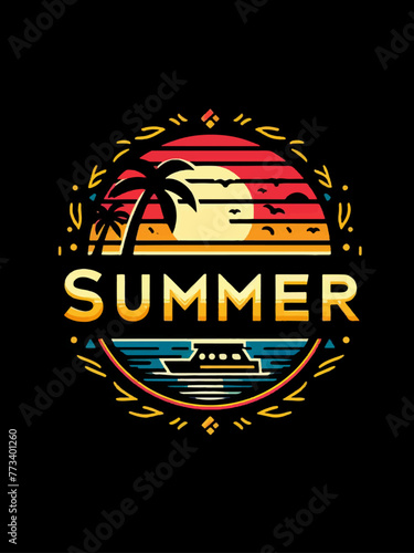 Catch the wave Summer Vibes Summer beach t shirt design vector graphic (ID: 773401260)