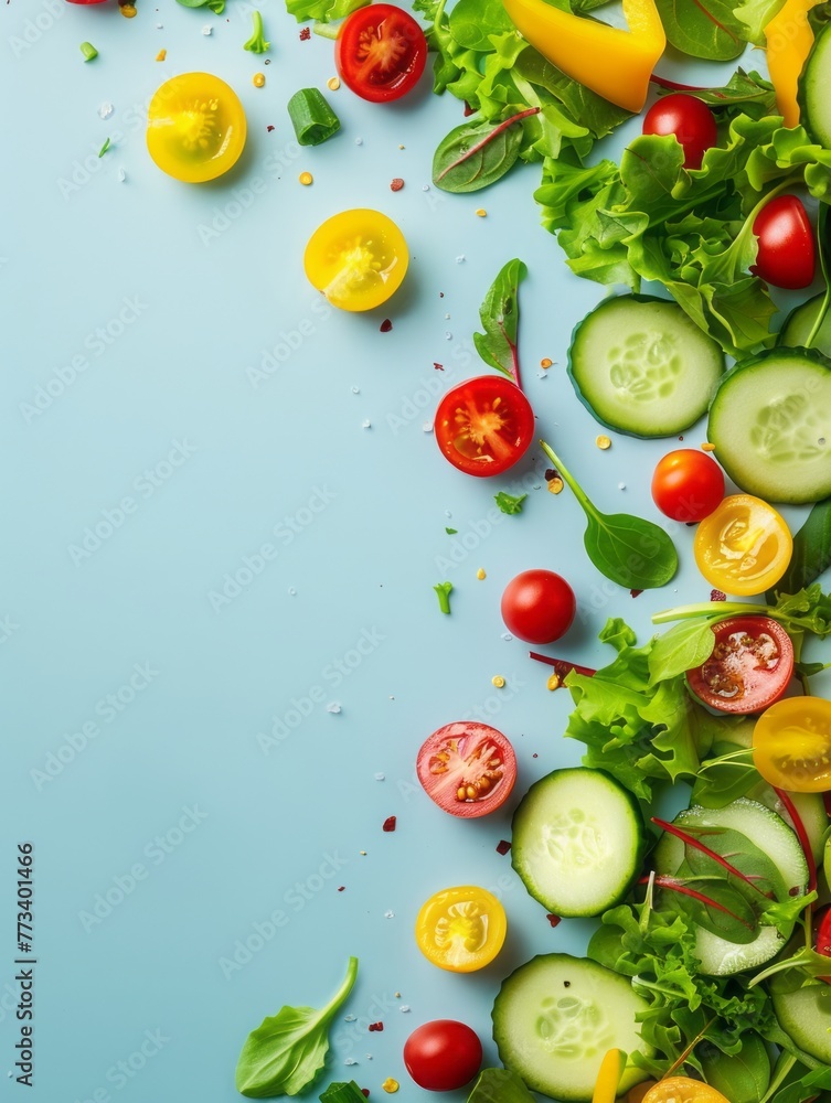 fresh chopped vegetables for salad background. fresh chopped vegetables for salad background.