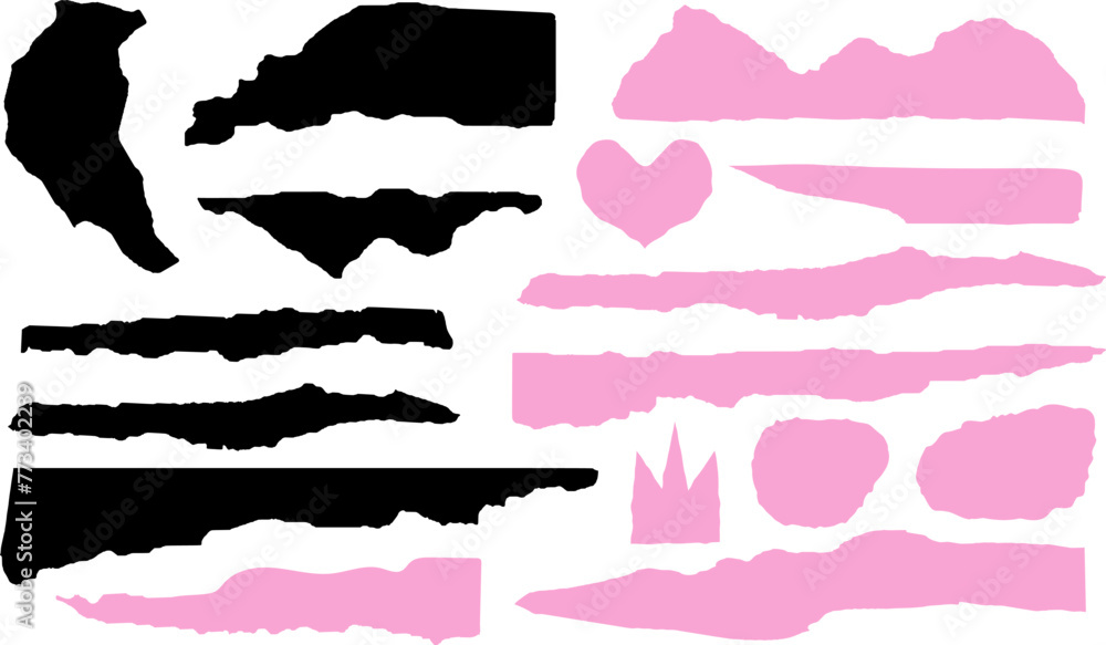 Collection of torn paper pieces. Black square frames with Irregular edges.Set of silhouettes of ripped rectangular shapes. Piece of grunge collage stickers. Collection of torn paper pieces. Black square frames with Irregular edges.Set of silhouettes of ripped rectangular shapes. Piece of grunge collage stickers.