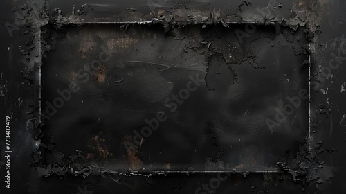 Grungy abstract frame with dirty texture on black background, banner design resource
