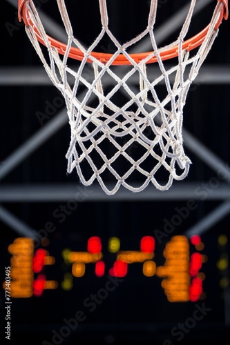 Directly Below View of Basketball Hoop in Stadium - 4K Ultra HD Resolution