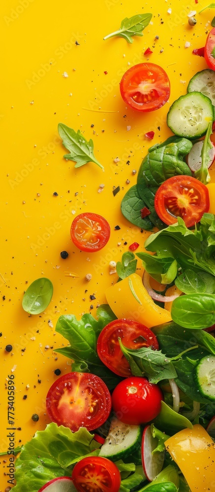 fresh chopped vegetables for salad background. fresh chopped vegetables for salad background.