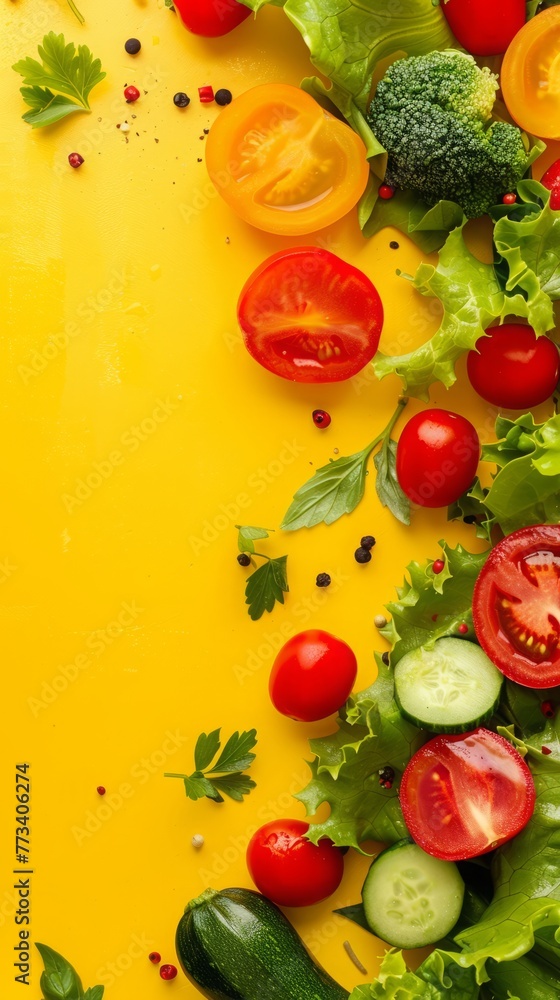 fresh chopped vegetables for salad background. fresh chopped vegetables for salad background.