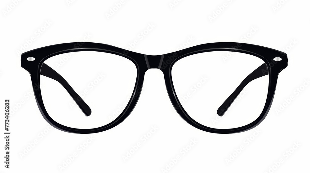 Fototapeta premium Minimalist Black Eyeglasses Icon Isolated on White Background, Vector Illustration