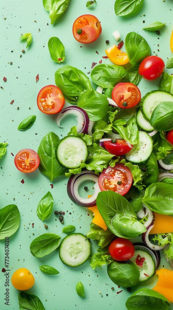 fresh chopped vegetables for salad background. fresh chopped vegetables for salad background.