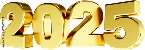 logotipo 3d 2025 feliz ano novo selo dourado e prata 2025