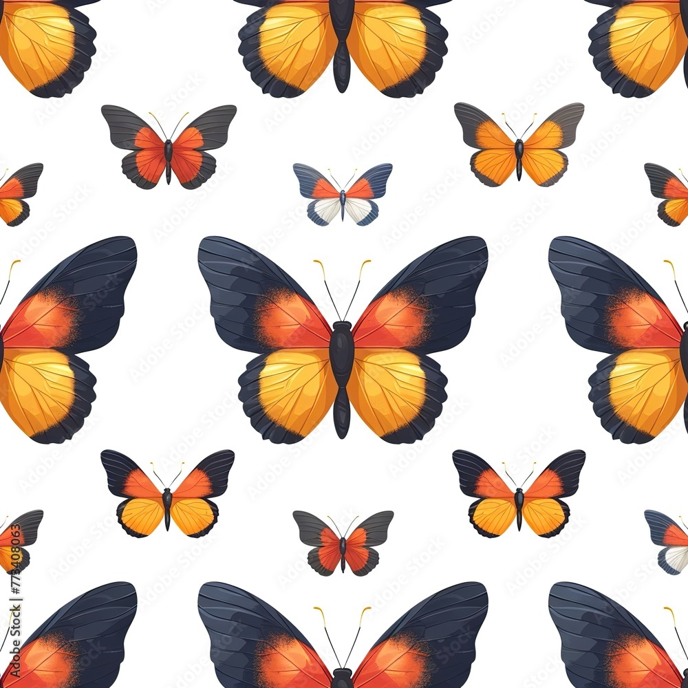 flat butterfly icon pattern ,scatered in background, isolated in white background