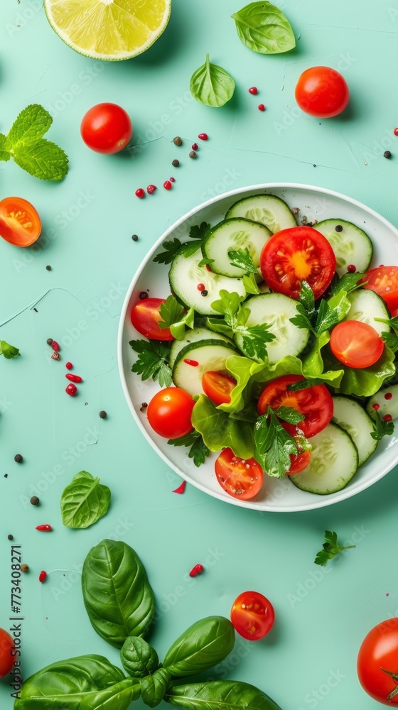 fresh chopped vegetables for salad background. fresh chopped vegetables for salad background.