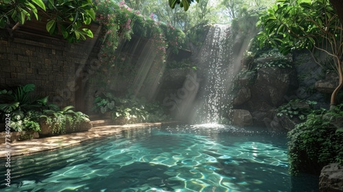 Cooling off with a refreshing swim in a hidden waterfall pool.