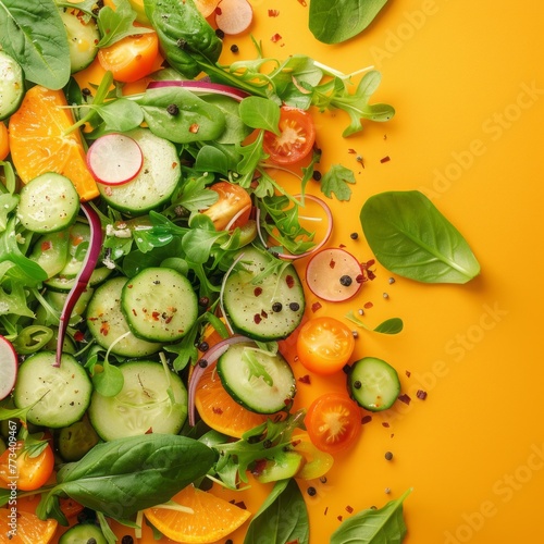 fresh chopped vegetables for salad background.