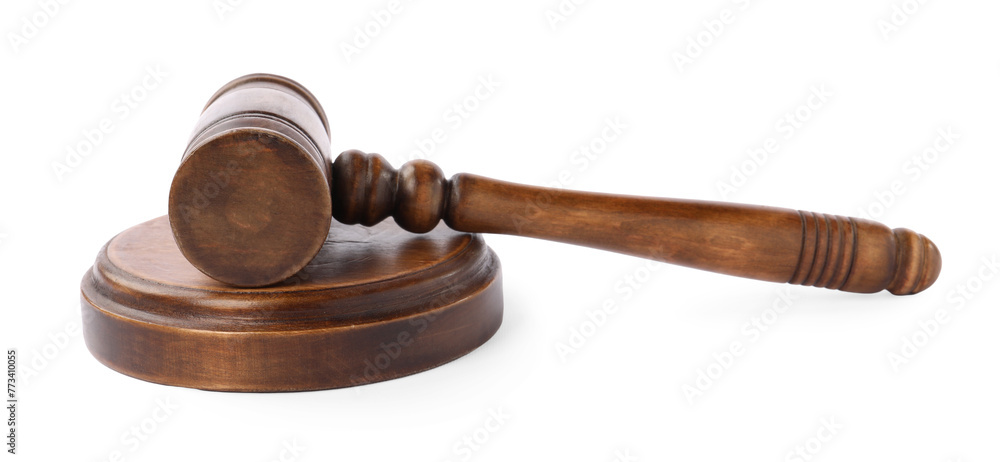 Wooden gavel isolated on white. Small mallet Wooden gavel isolated on white. Small mallet