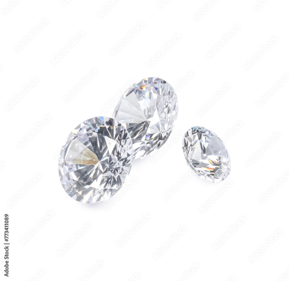 Different beautiful shiny diamonds isolated on white Different beautiful shiny diamonds isolated on white