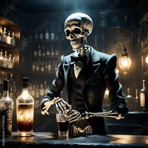 SKULL BARTENDER - DRINK - SKELETON