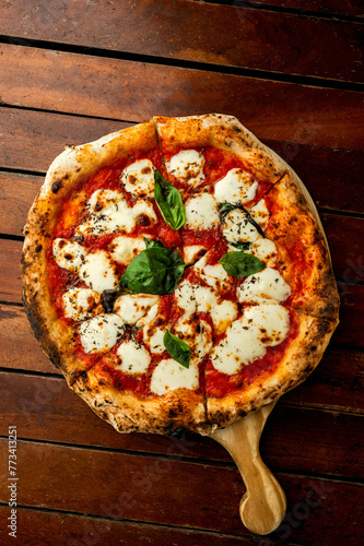 pizza on a board
