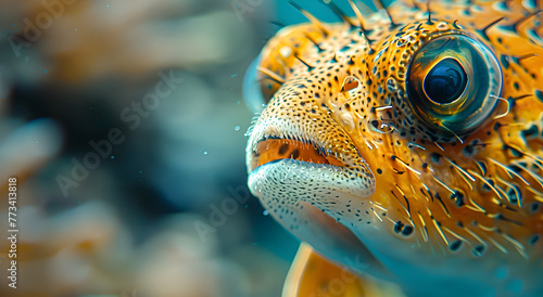 Portrait of a puffer fish.