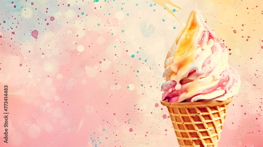 Summer concept background with ice cream. Refreshing summer concept background with copy space for text. Summer concept background with ice cream. Refreshing summer concept background with copy space for text.