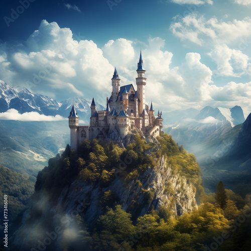 Medieval castle between mountains