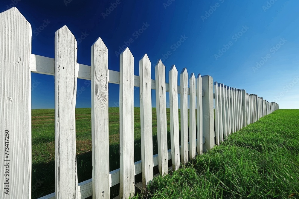white fence and blue sky white fence and blue sky