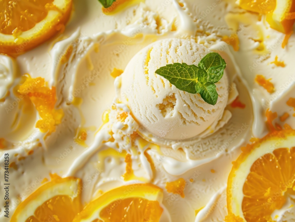 Dairy Delight: Tangy Italian Orange Ice Cream - A Sweet Summer Dessert with Textured Orange Background Dairy Delight: Tangy Italian Orange Ice Cream - A Sweet Summer Dessert with Textured Orange Background